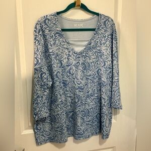 3X tee, poly/ cotton, 3/4 sleeve.